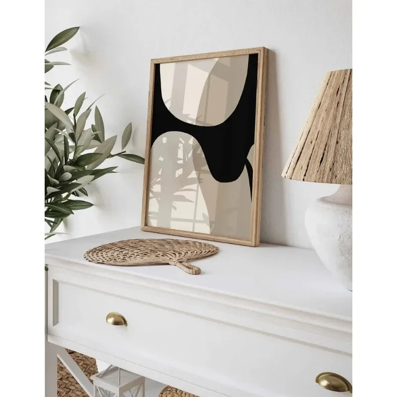Arte da parete – Tela – Nero e Beige – Verticale – Astratto per Ambienti Eleganti