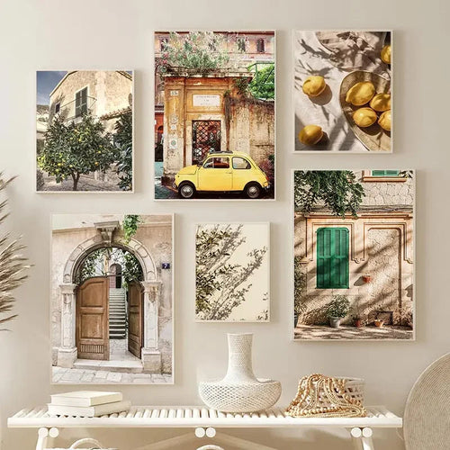 Arte da parete – Tela – Limoni – Verticale – Natura morta moderna – Paesaggio urbano italiano