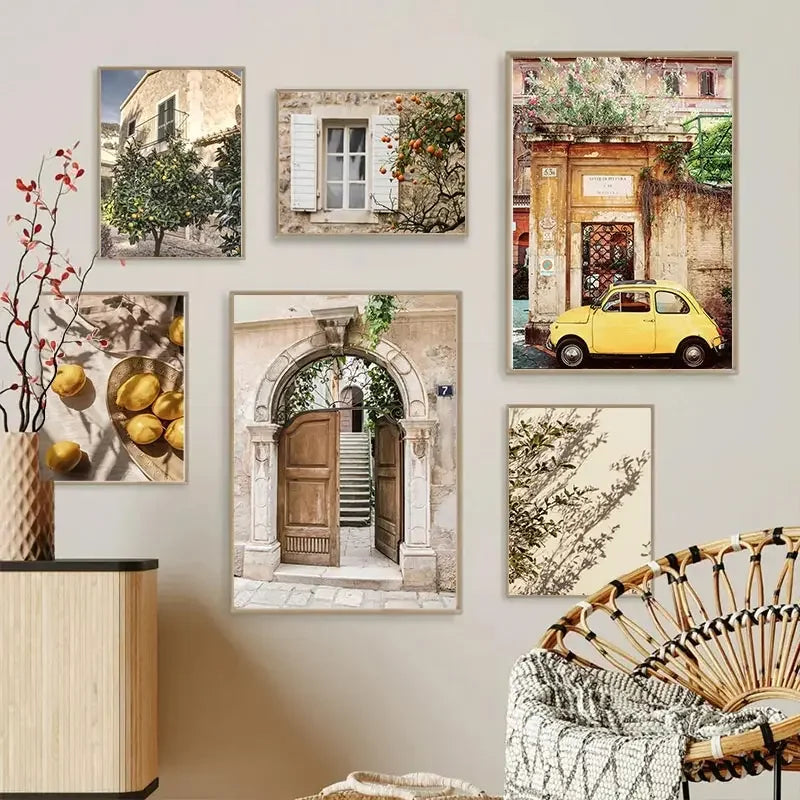 Arte da parete – Tela – Limoni – Verticale – Natura morta moderna – Paesaggio urbano italiano