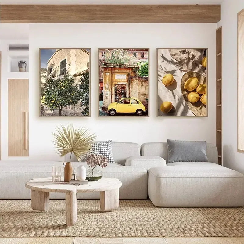 Arte da parete – Tela – Limoni – Verticale – Natura morta moderna – Paesaggio urbano italiano