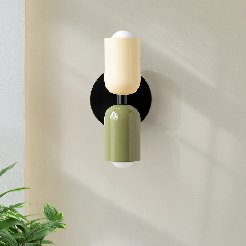 Lampada da parete – Vetro – Nero/Bianco – Ø 12 cm – Design moderno per interni eleganti