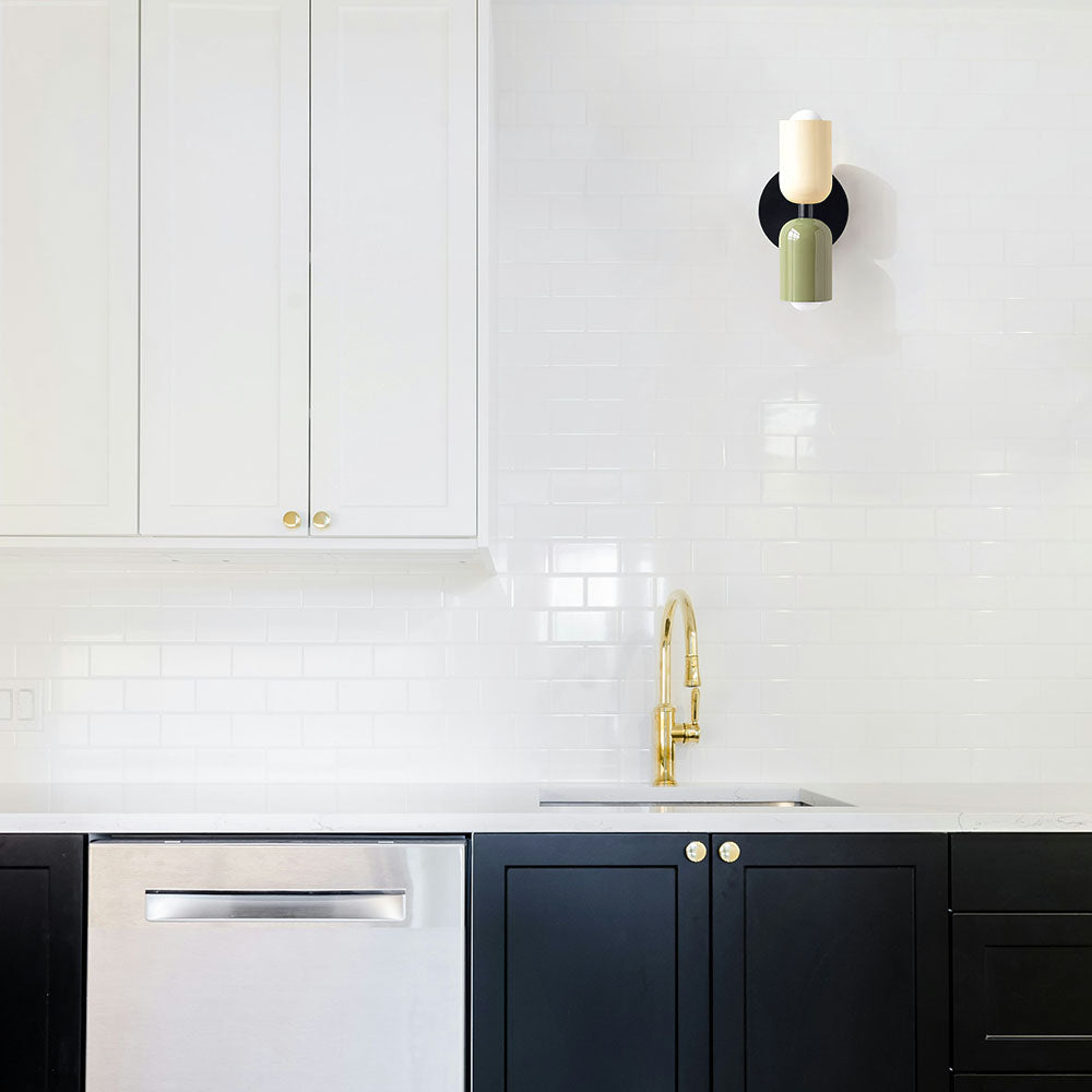 Lampada da parete – Vetro – Nero/Bianco – Ø 12 cm – Design moderno per interni eleganti