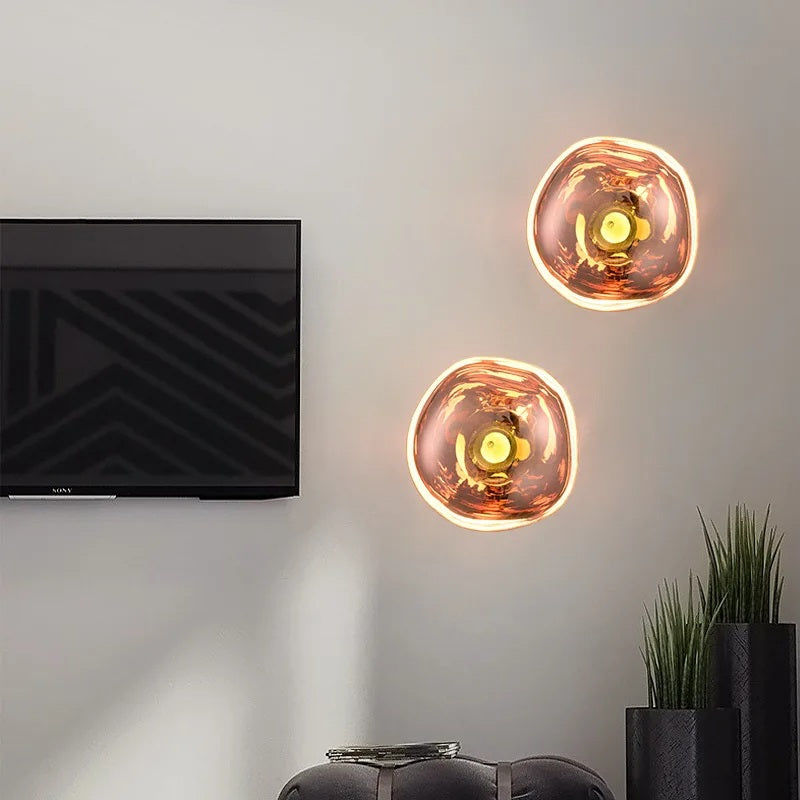 Lampada da Parete – Pietra Lavica e Vetro – Nero – E27 – Design Moderno per Interni Eleganti