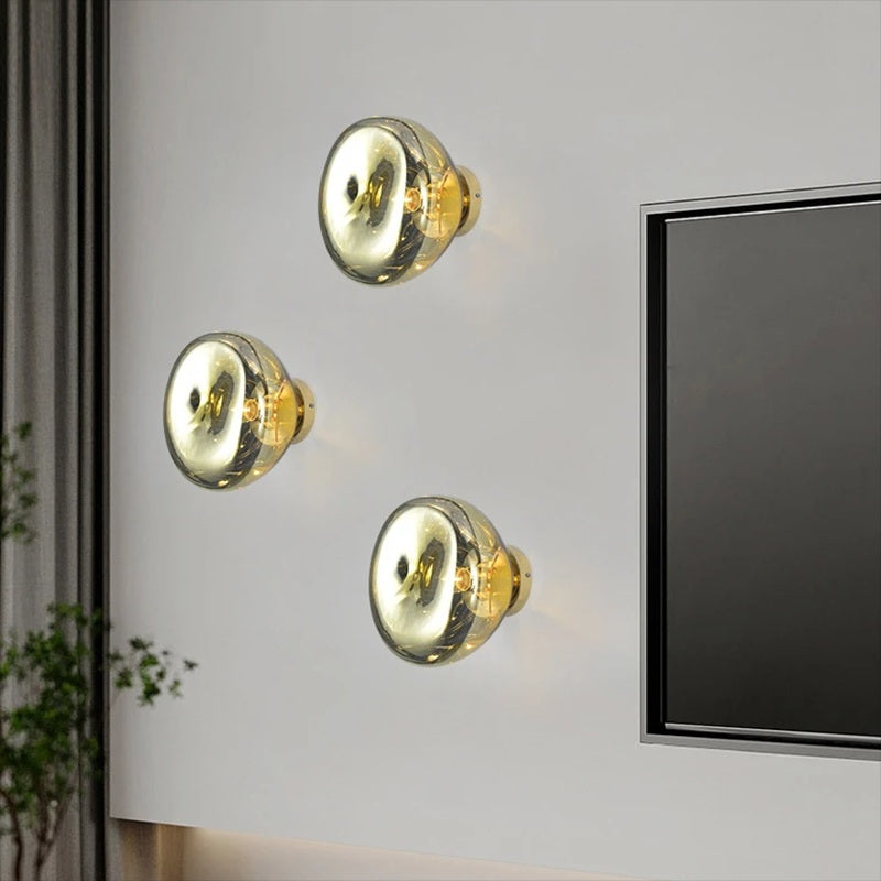 Lampada da Parete – Pietra Lavica e Vetro – Nero – E27 – Design Moderno per Interni Eleganti