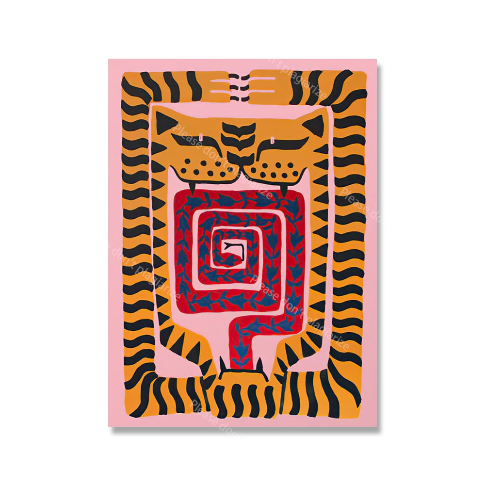 Poster da parete – Arte Boho astratta – Colorato – 50×70 cm – Motivi di tigri e leopardi vivaci