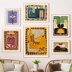Poster da parete – Arte Boho astratta – Colorato – 50×70 cm – Motivi di tigri e leopardi vivaci