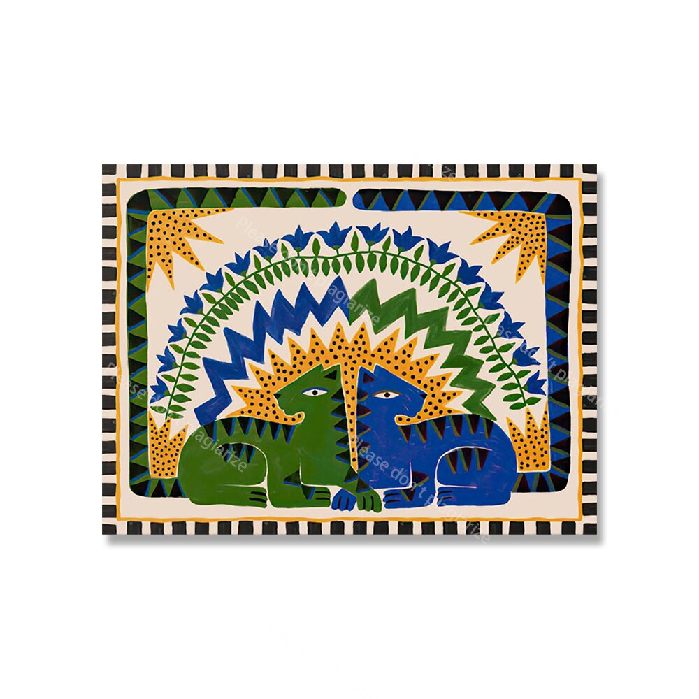 Poster da parete – Arte Boho astratta – Colorato – 50×70 cm – Motivi di tigri e leopardi vivaci