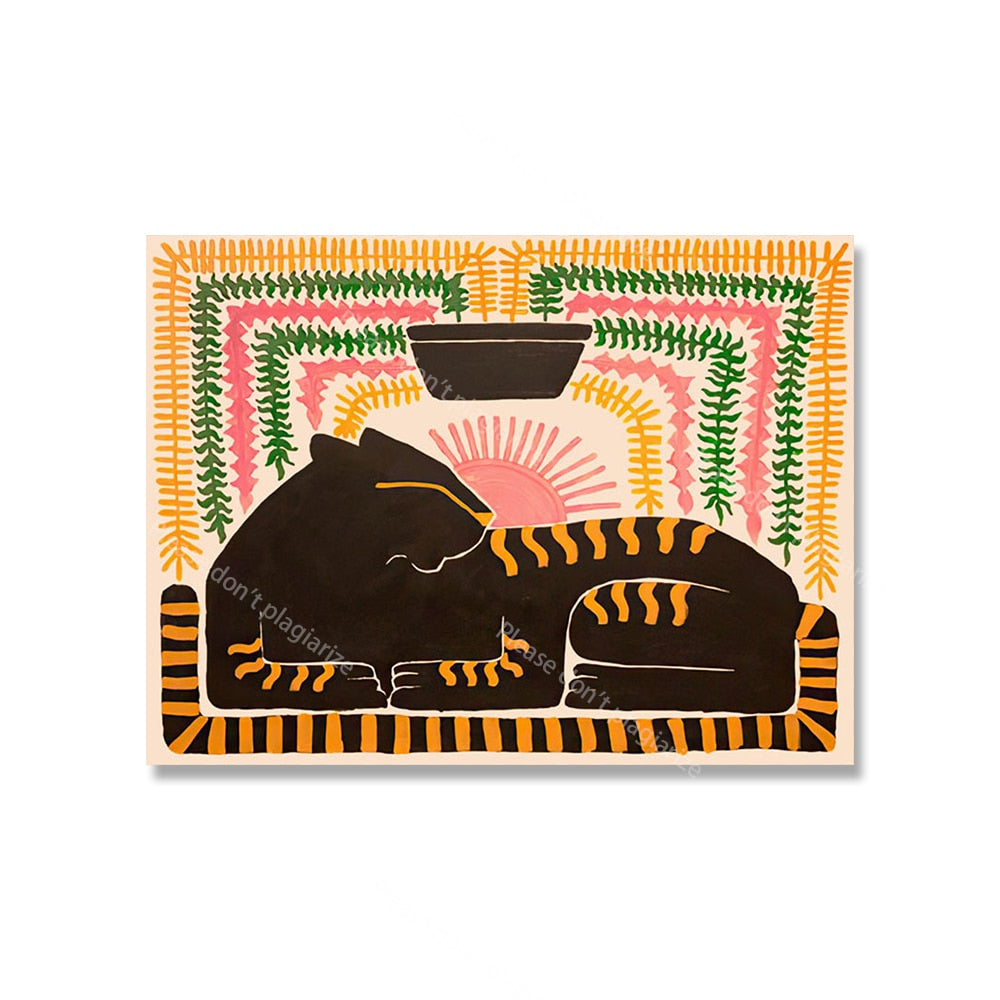 Poster da parete – Arte Boho astratta – Colorato – 50×70 cm – Motivi di tigri e leopardi vivaci