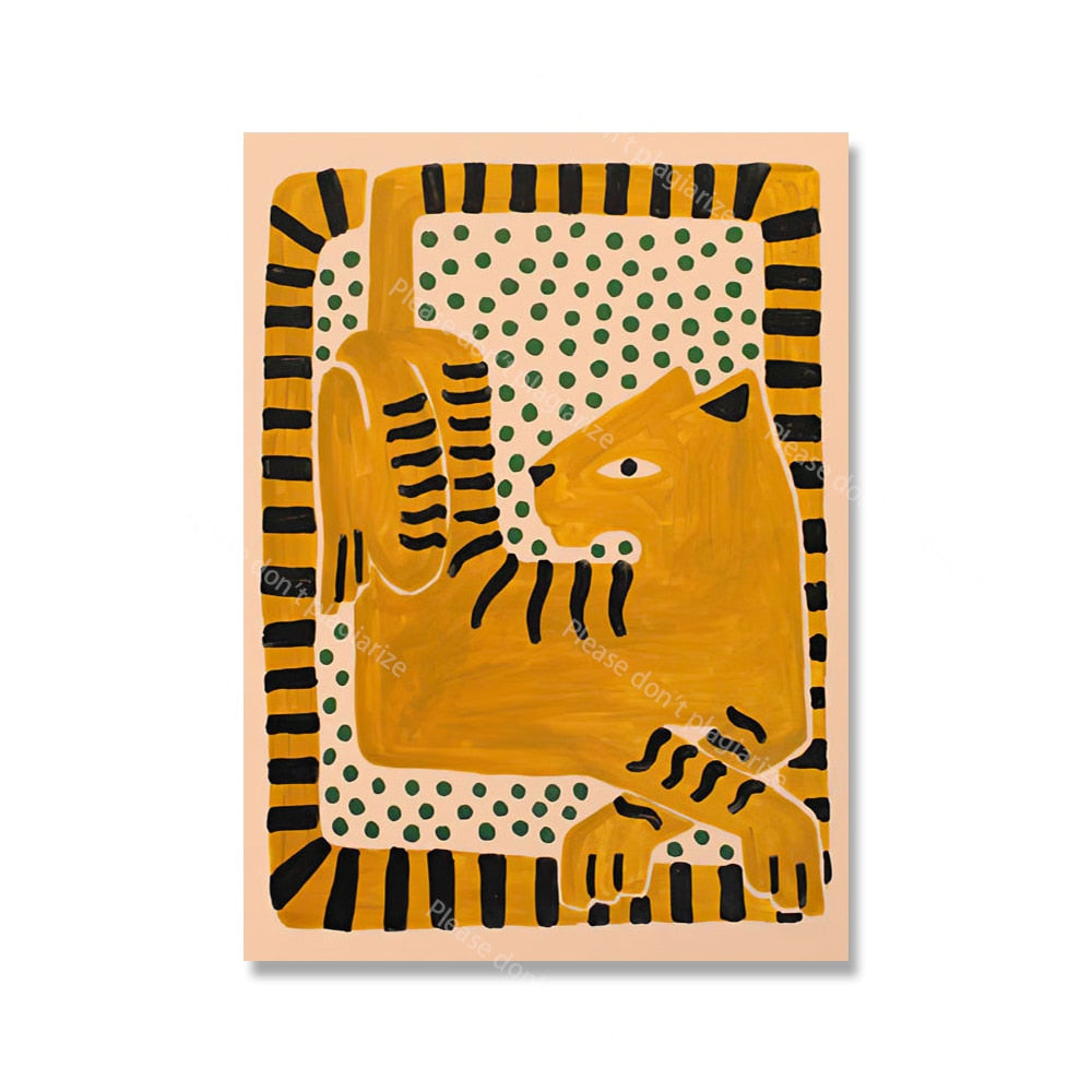 Poster da parete – Arte Boho astratta – Colorato – 50×70 cm – Motivi di tigri e leopardi vivaci