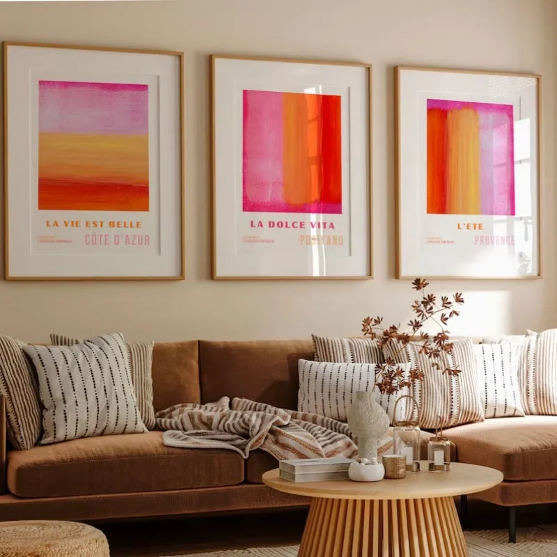 Poster da parete – Tela – Rosa e Arancione – Verticale – Arte Astratta per un Abitare Moderno