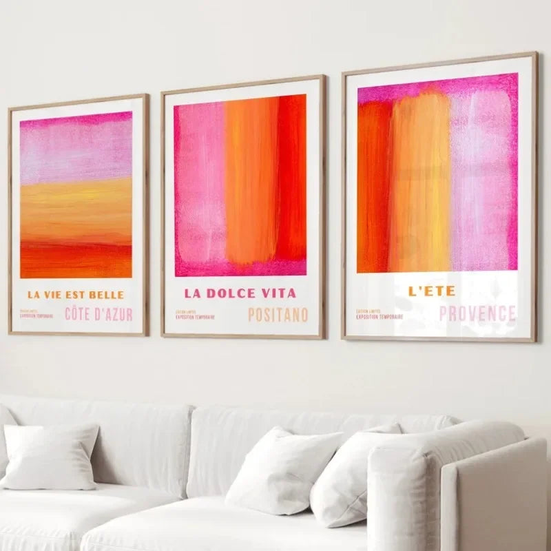 Poster da parete – Tela – Rosa e Arancione – Verticale – Arte Astratta per un Abitare Moderno