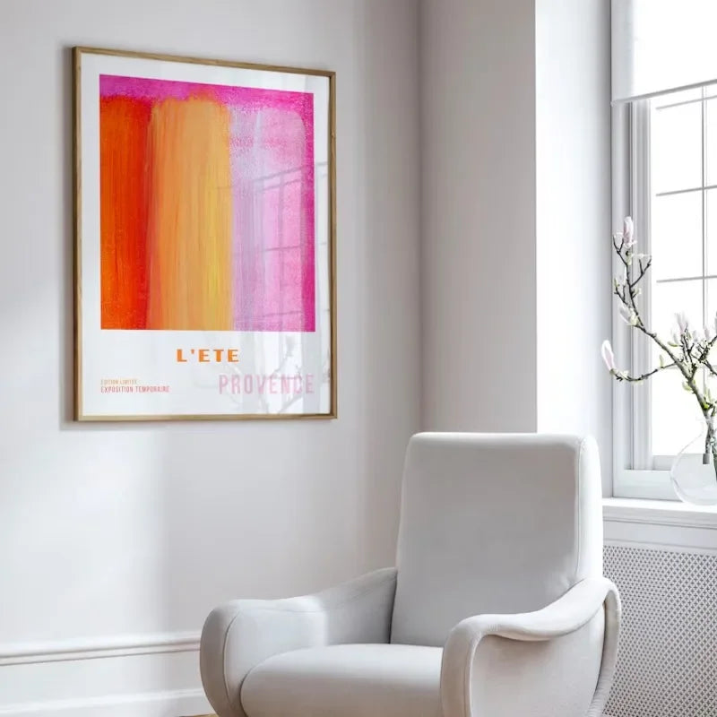 Poster da parete – Tela – Rosa e Arancione – Verticale – Arte Astratta per un Abitare Moderno