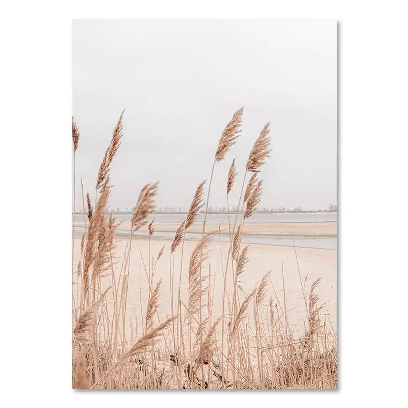 Poster da parete – Stampa su tela – Paesaggio beige con mongolfiera – Verticale – Design moderno per ambienti eleganti