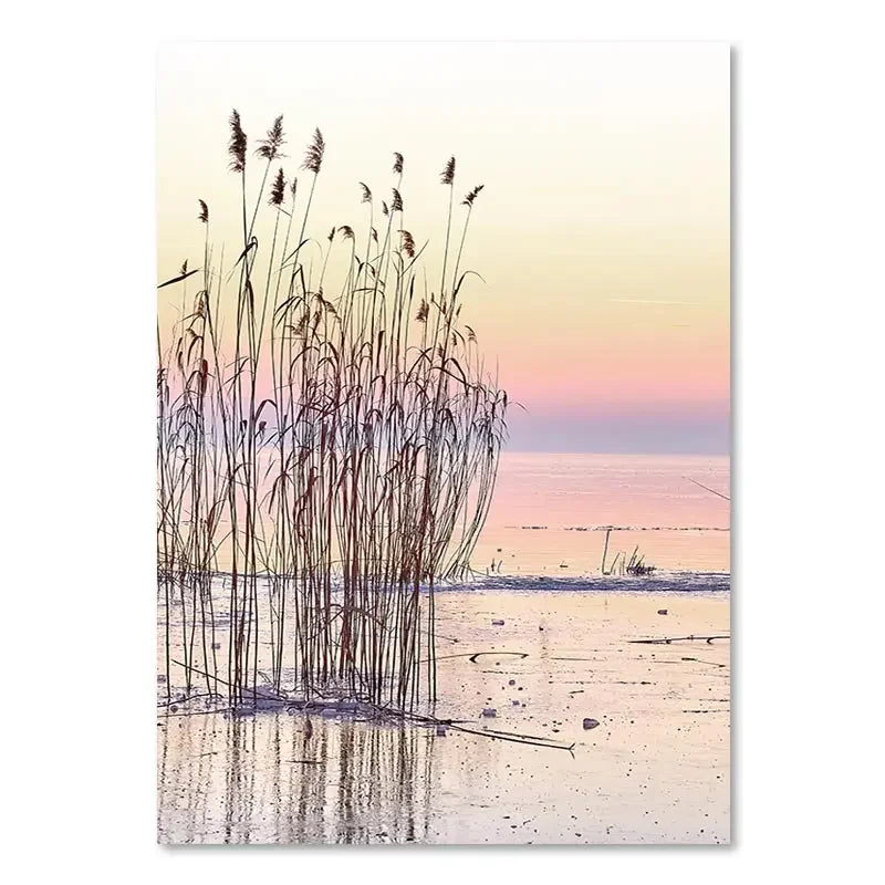 Poster da parete – Stampa su tela – Paesaggio beige con mongolfiera – Verticale – Design moderno per ambienti eleganti