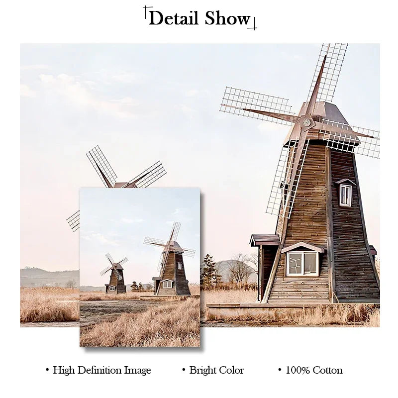 Poster da parete – Stampa su tela – Paesaggio beige con mongolfiera – Verticale – Design moderno per ambienti eleganti