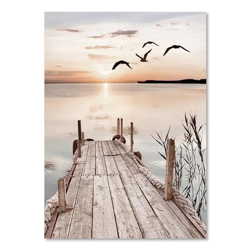 Poster da parete – Stampa su tela – Paesaggio beige con mongolfiera – Verticale – Design moderno per ambienti eleganti