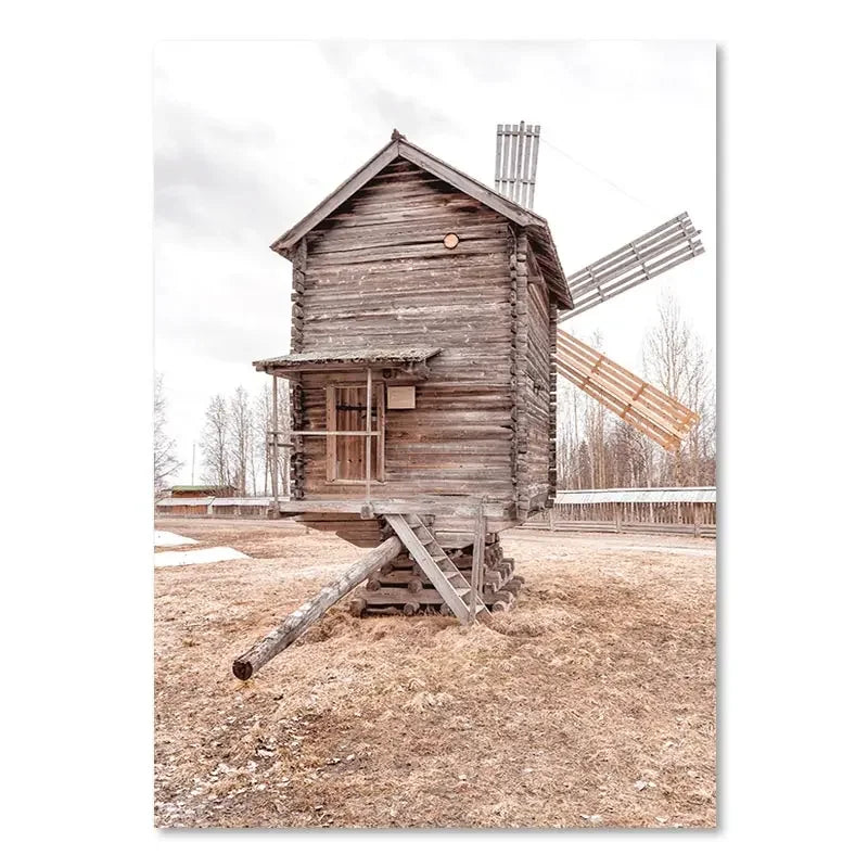 Poster da parete – Stampa su tela – Paesaggio beige con mongolfiera – Verticale – Design moderno per ambienti eleganti