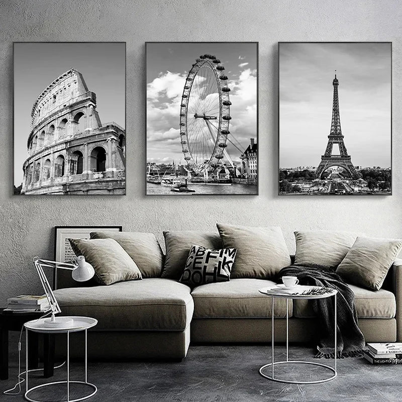 Poster da parete – Stampa su tela – Bianco e Nero – 70×100 cm – London Tower Bridge – Design urbano
