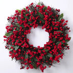 Corona di Natale | Decorazione realistica in cipresso e bacche rosse | Interno & Esterno