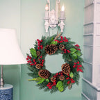 Corona di Natale | Decorazione realistica in cipresso e bacche rosse | Interno & Esterno
