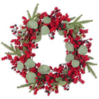 Corona di Natale | Decorazione realistica in cipresso e bacche rosse | Interno & Esterno