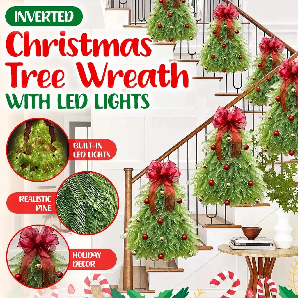Corona di Natale | Albero Inverso & Timer LED | 53 x 48 cm