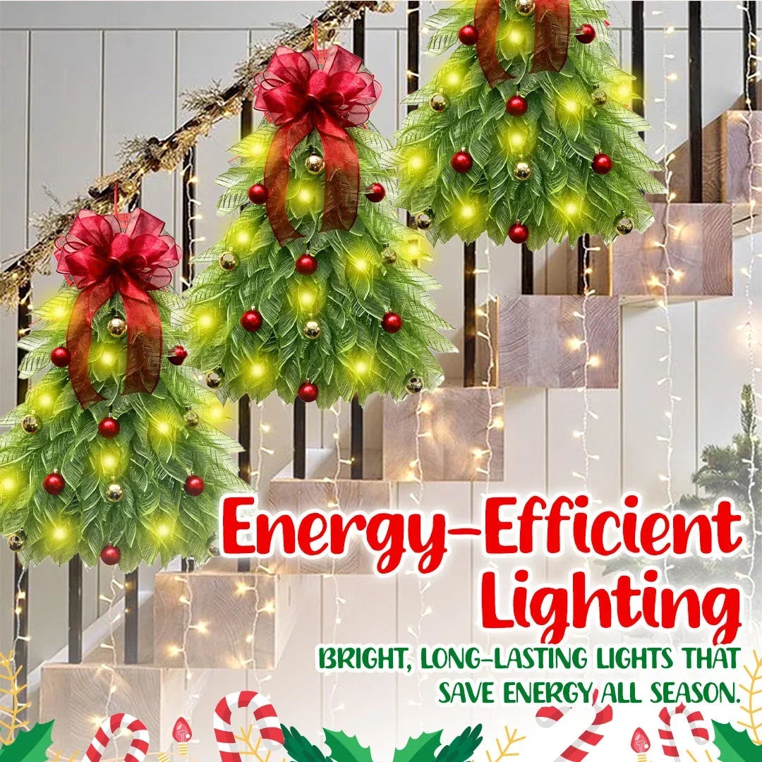 Corona di Natale | Albero Inverso & Timer LED | 53 x 48 cm