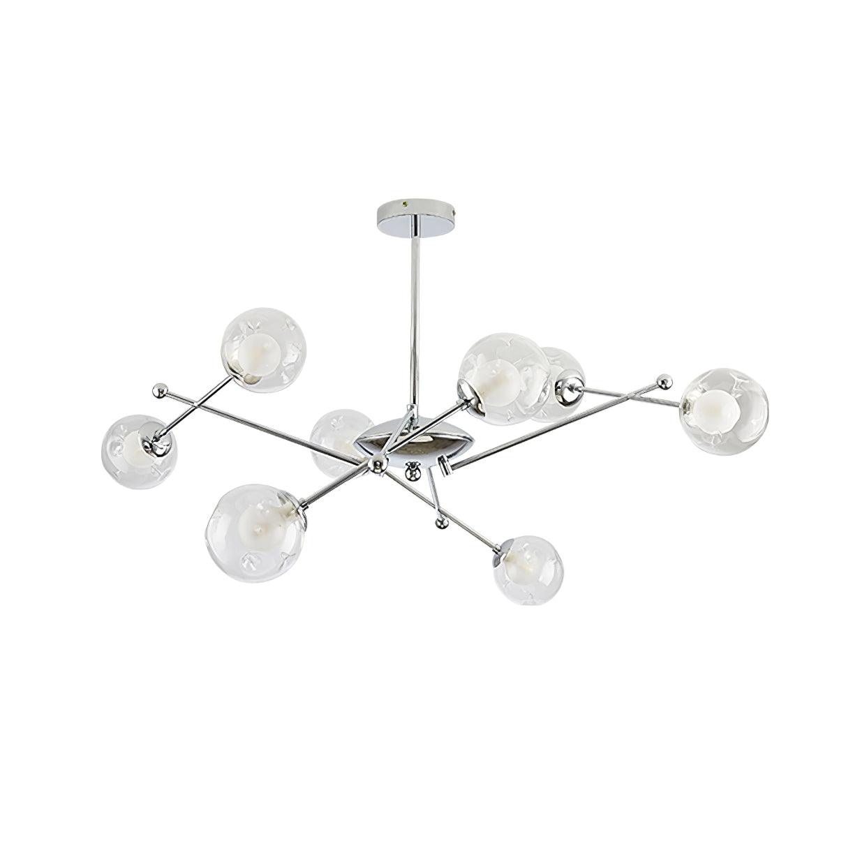 Lustra Lux Lampadario Telaio Cromo Sfere Vetro