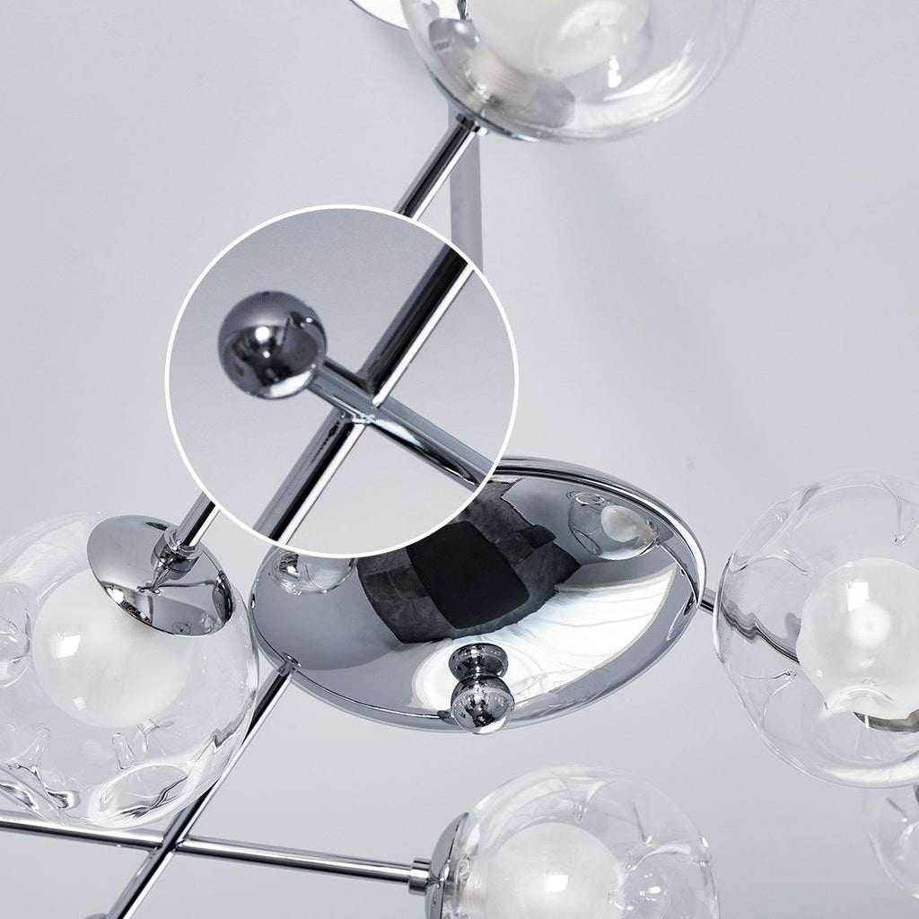Lustra Lux Lampadario Telaio Cromo Sfere Vetro