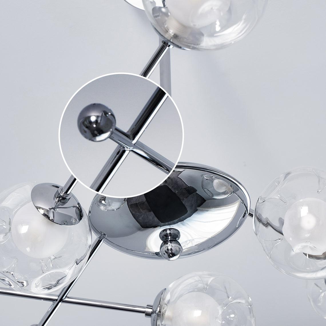 Lustra Lux Lampadario Telaio Cromo Sfere Vetro