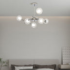 Lustra Lux Lampadario Telaio Cromo Sfere Vetro