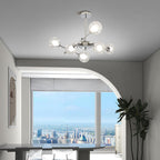 Lustra Lux Lampadario Telaio Cromo Sfere Vetro
