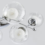 Lustra Lux Lampadario Telaio Cromo Sfere Vetro