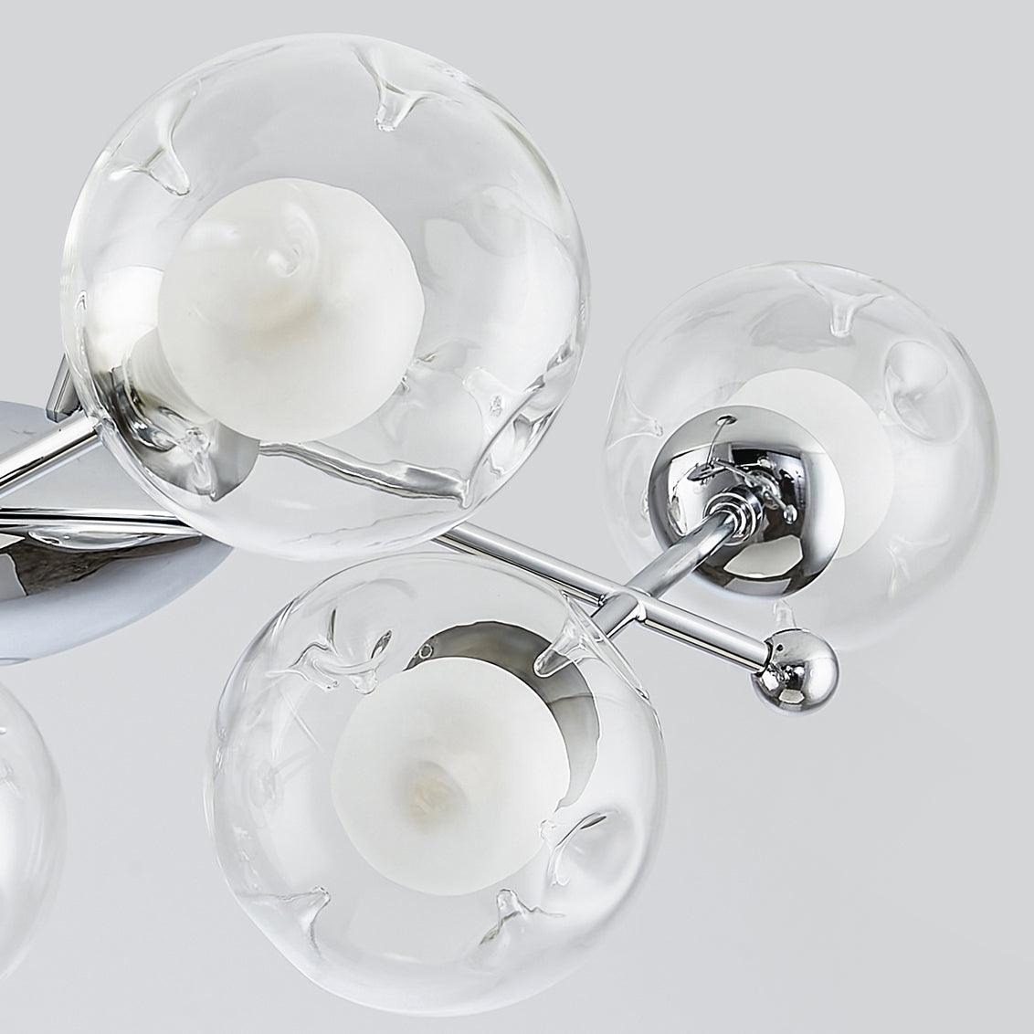 Lustra Lux Lampadario Telaio Cromo Sfere Vetro