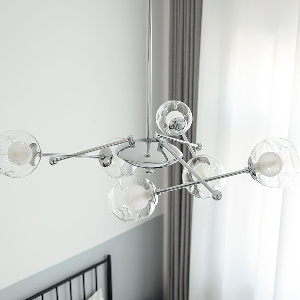 Lustra Lux Lampadario Telaio Cromo Sfere Vetro