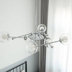 Lustra Lux Lampadario Telaio Cromo Sfere Vetro
