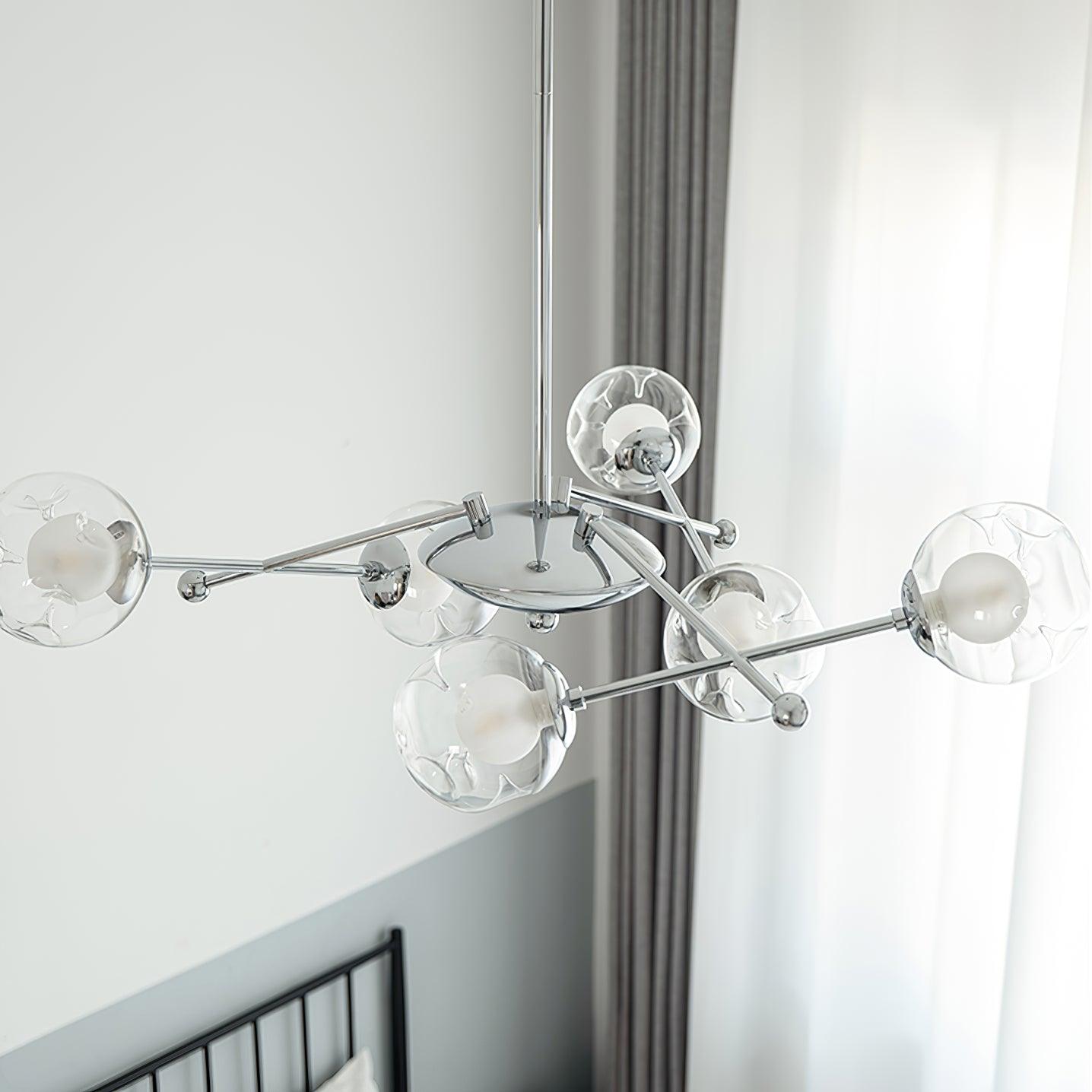 Lustra Lux Lampadario Telaio Cromo Sfere Vetro