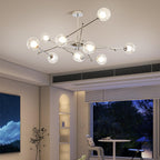 Lustra Lux Lampadario Telaio Cromo Sfere Vetro
