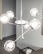 Lustra Lux Lampadario Telaio Cromo Sfere Vetro