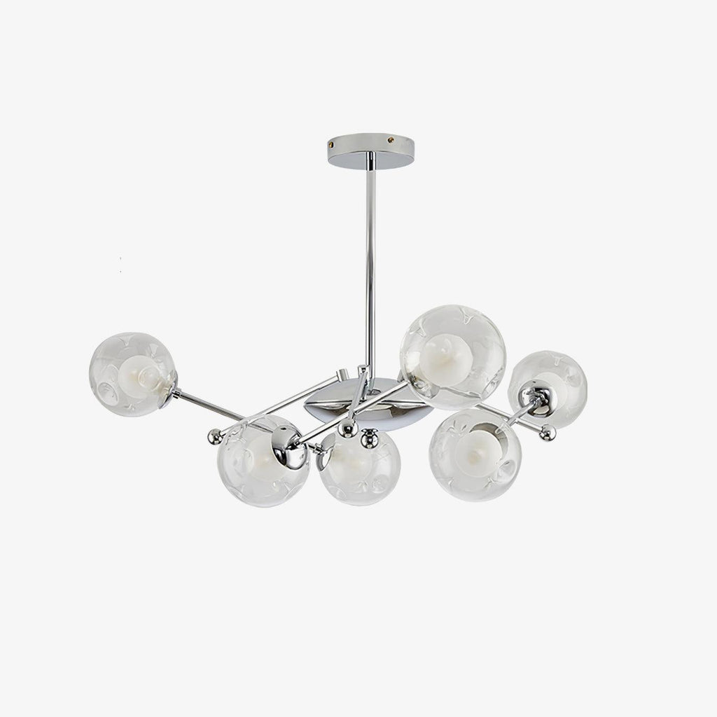 Lustra Lux Lampadario Telaio Cromo Sfere Vetro