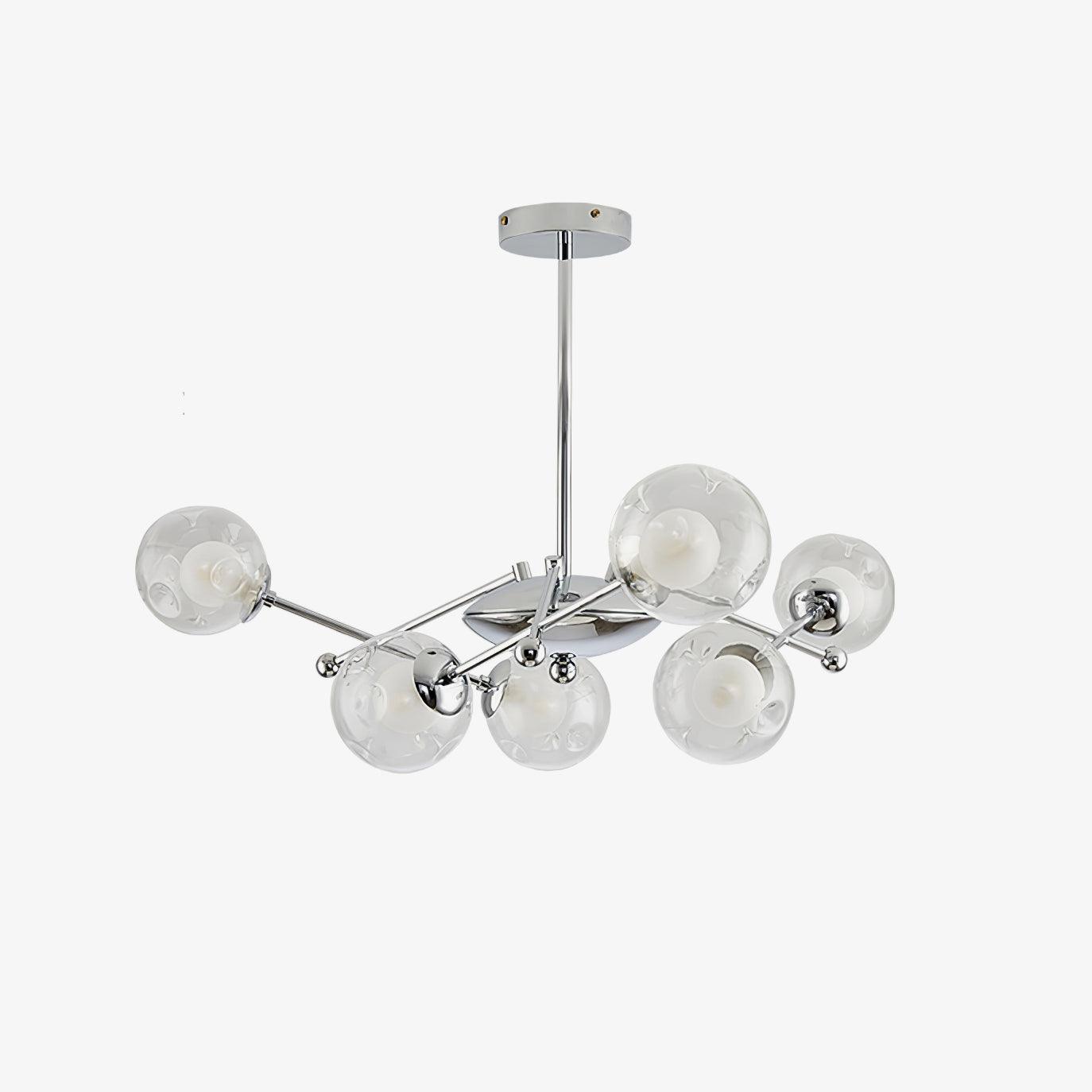 Lustra Lux Lampadario Telaio Cromo Sfere Vetro
