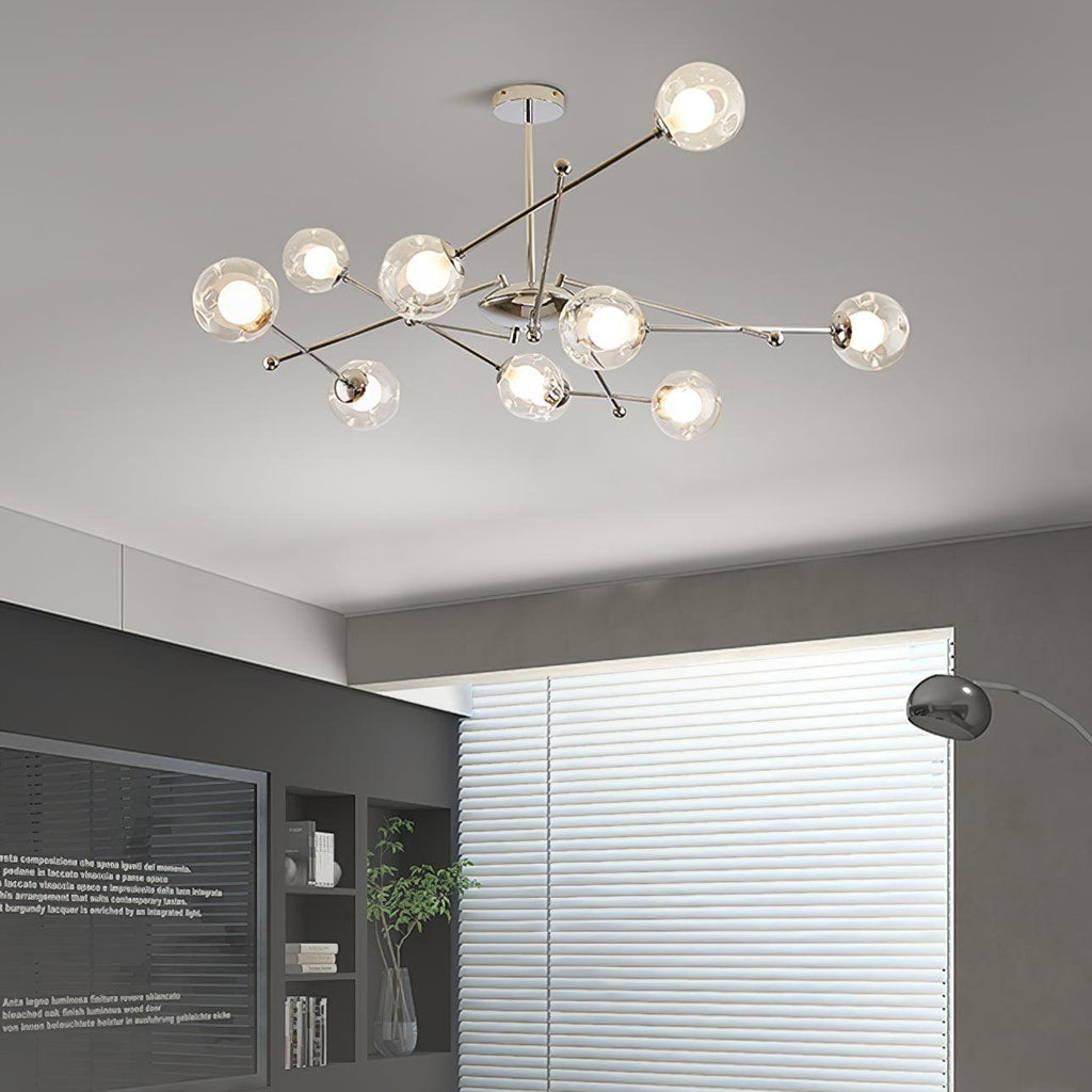 Lustra Lux Lampadario Telaio Cromo Sfere Vetro