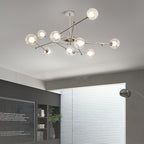 Lustra Lux Lampadario Telaio Cromo Sfere Vetro