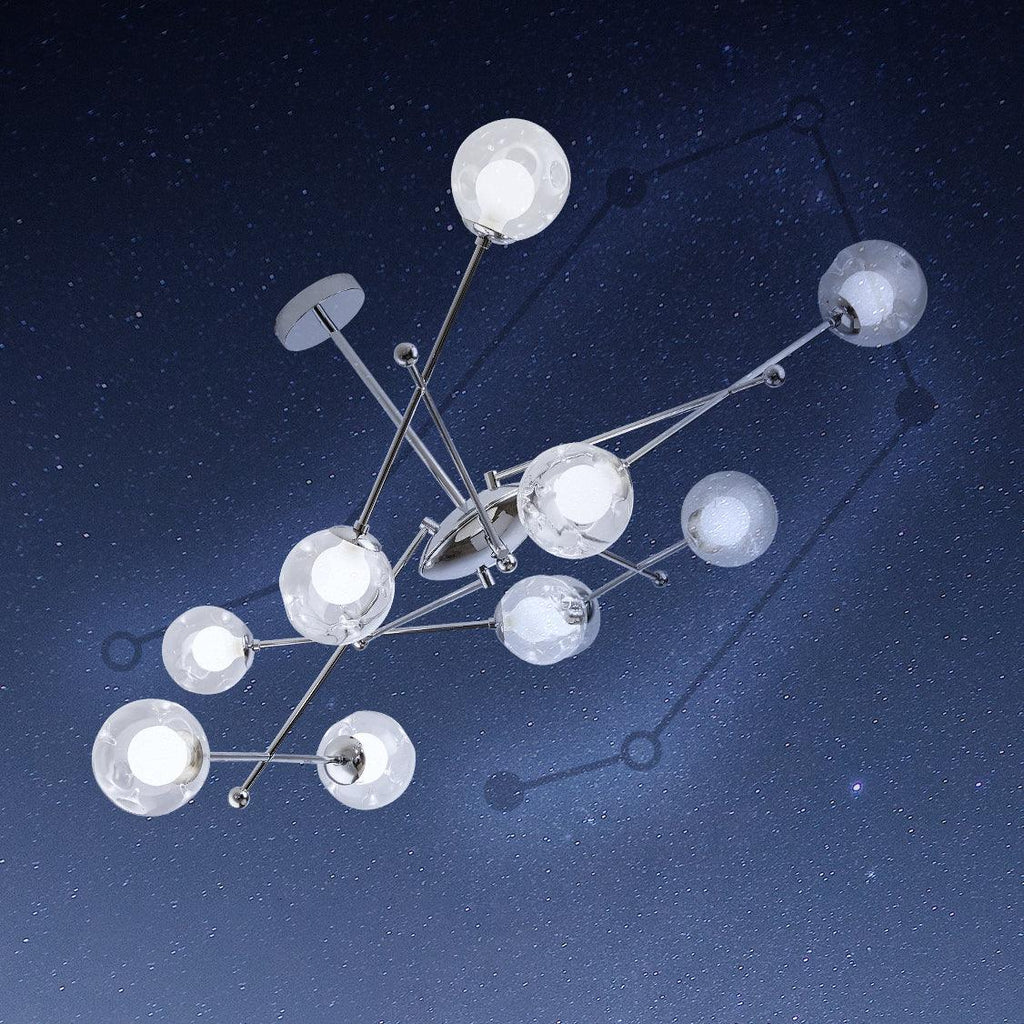 Lustra Lux Lampadario Telaio Cromo Sfere Vetro