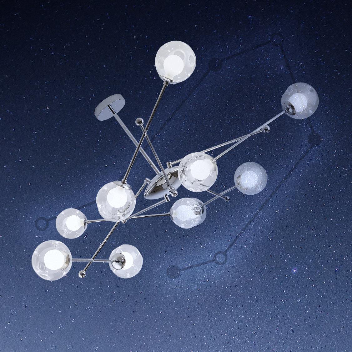 Lustra Lux Lampadario Telaio Cromo Sfere Vetro