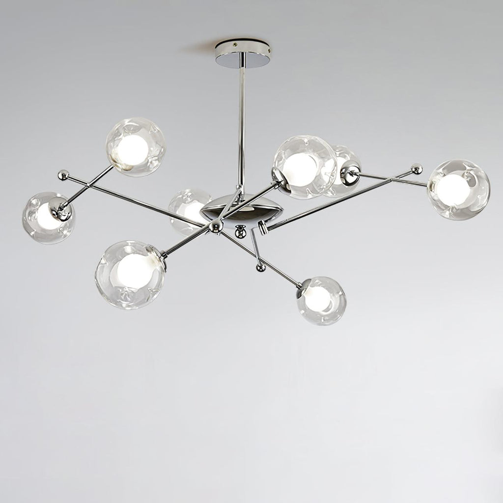 Lustra Lux Lampadario Telaio Cromo Sfere Vetro