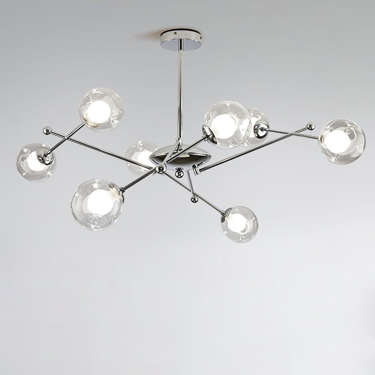 Lustra Lux Lampadario Telaio Cromo Sfere Vetro
