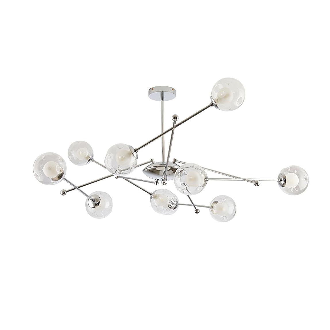 Lustra Lux Lampadario Telaio Cromo Sfere Vetro