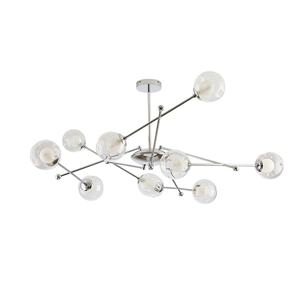 Lustra Lux Lampadario Telaio Cromo Sfere Vetro