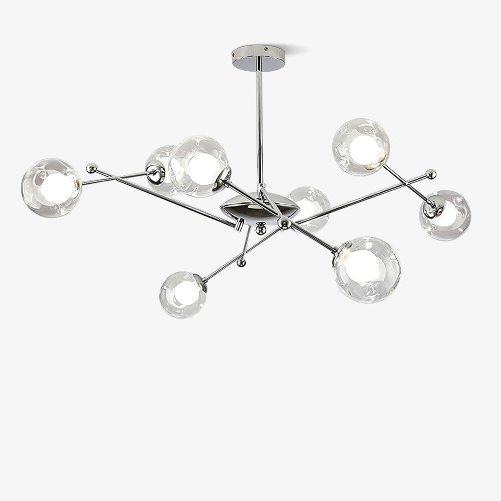 Lustra Lux Lampadario Telaio Cromo Sfere Vetro